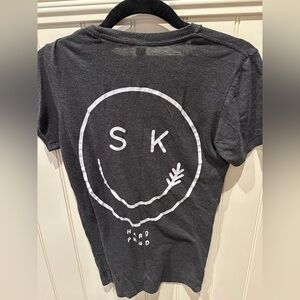 AMERICAN APPAREL Boys Size Small Grey Black & White Short Sleeve Sask
